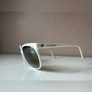 Vintage Vuarnet 002 White Folding Sunglasses Brown Lens